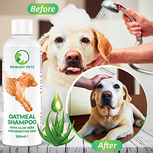 Champú para perros de avena, para perros con piel sensible, champú natural para perros, que contiene aloe vera. Champú para perros para picazón en la piel, cachorro, champú para perros