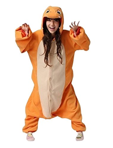 Charmander Adult Men Women Unisex Animal Sleepsuit Kigurumi Cosplay Costume Pajamas Outfit Nonopnd Nightclothes Onesies Halloween Cheap Costume Clothing (M(162CM-171CM)) by COHO