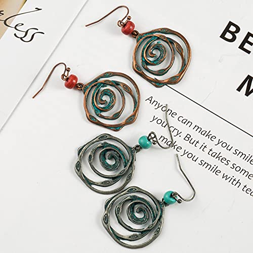 CHENLING Multi remolino espiral círculos rondas pendiente único bohemio boho étnico vintage perlas colgantes pendientes para las mujeres joyas al por mayor