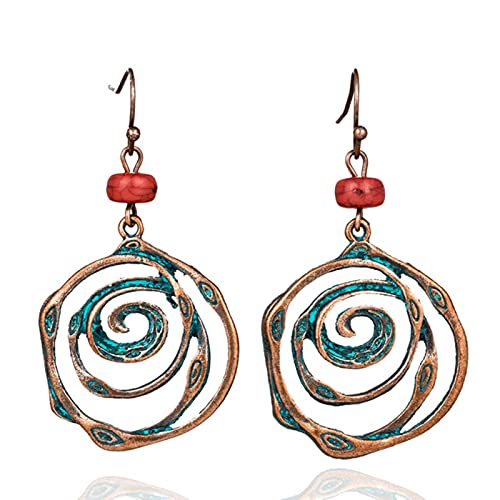 CHENLING Multi remolino espiral círculos rondas pendiente único bohemio boho étnico vintage perlas colgantes pendientes para las mujeres joyas al por mayor