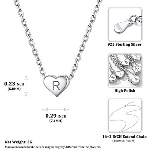 ChicSilver Collares Elegantes de Mujeres Choker Extensible Corazón Plata de Ley 925 R Letra Inicial de Nombre Abreviatura Joyería Moderna Decoraciones