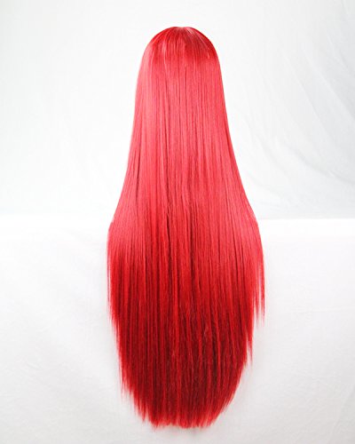 Chiguo 80cm/ 32'' Peluca de Las Mujeres Pelo Largo Recta De Las Mujeres Cabello Peluca Cabello para Adultos Cosplay Disfraz Fiesta de Halloween Peluca Pelucas para Adultos (Rojo)