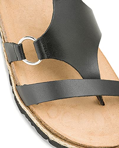 Chipre 021, Sandalias Mujer Plataforma de Piel Negro Talla 38