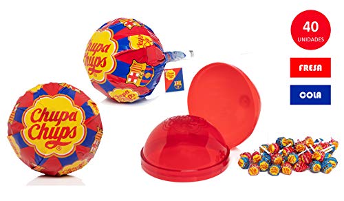 Chupa Chups Gigante, Edición FC Barcelona, Caramelo con Palo de sabores a Fresa y Cola, 40 unidades de 12gr. (Total 480 gr.) 480 g