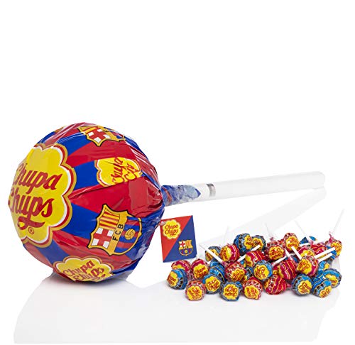 Chupa Chups Gigante, Edición FC Barcelona, Caramelo con Palo de sabores a Fresa y Cola, 40 unidades de 12gr. (Total 480 gr.) 480 g