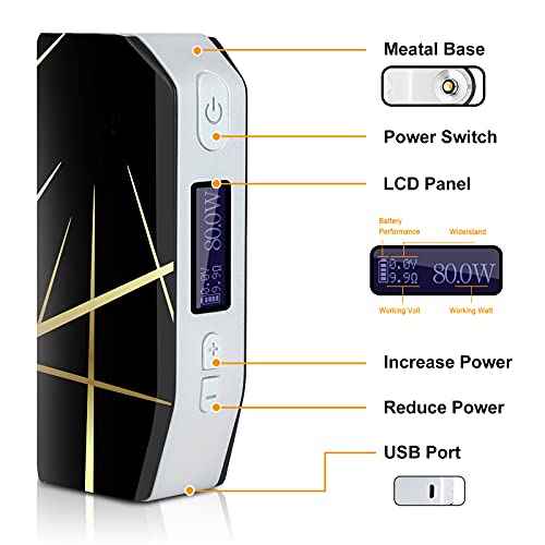 Cigarrillo Electronico de Vapor sin Nicotina Vaper Kit Cigarro Electronico Vaporizador kit completo-80W/2000mAh Batería con 6x10ml de E-líquido, 3m Tanque de Evaporadorl, 0.5Ohm Núcleo de Atomización