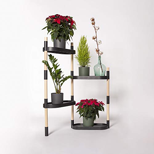 Citysens - Estantería para Plantas, Negro, 4 Bandejas