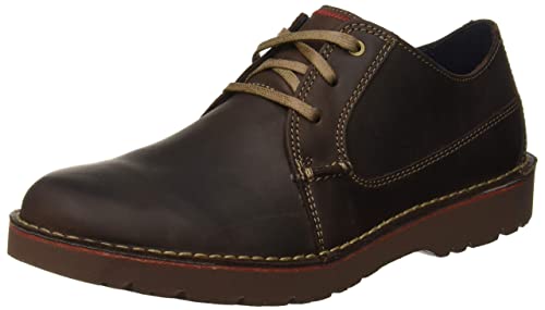 Clarks Vargo Plain, Zapatos de Cordones Derby Hombre, Marrón (Dark Brown Leather), 45 EU