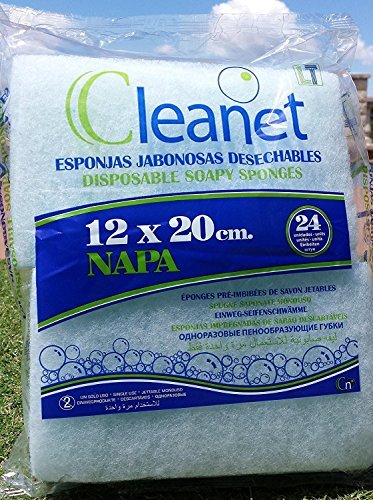 Cleanet: 480 esponjas jabonosas desechables napa 12x20cm 90grs. 20 paquetes x 24 unidades (480 unidades)