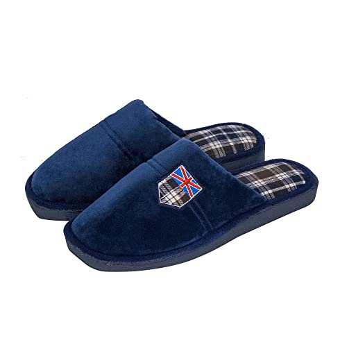 CoboFamily Zapatillas de Estar por Casa Hombre Invierno, Zapatos Suapel Plano Abiertas Termicas Comodas Pantufla Suela EVA (43, Marino)