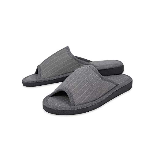 CoboFamily Zapatillas de Estar por Casa Hombre Verano, Zapatos de Tela con Tacón Plano y Punta Abierta Multicolor, Suela Goma EVA Gris Talla 43 EU AD-J2115 (Gris 2115, Numeric_43)