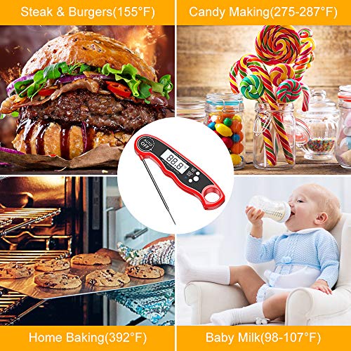 Cocoda Termometro Cocina Digital, Termómetro Carne de Lectura Instantánea de 2S con 4.7'' Sonda Larga, Pantalla LCD Retroiluminada, IPX6 Impermeable, Termometro Horno para BBQ, Comida