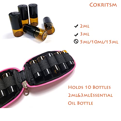 Cokritsm Estuche De Transporte De Aceite Esencial para Llavero con Capacidad para 10 Botellas Estuche De Almacenamiento PortáTil De 2 Ml Y 3 Ml Monedero PequeñO para Viajes (2 Piezas Rosa)