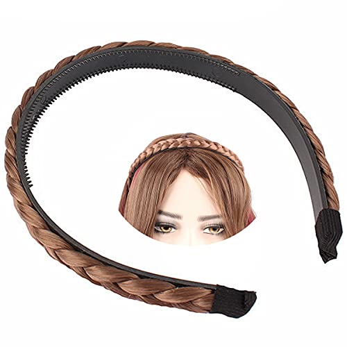 Cola de caballo con rizos de pelo sintético Diademas ajustables Trenzas de extensión Postizos postizos Trenza Mujer Chica 3 Trenzas Ancho de cabello 1.5cm - Rubio arena/Rubio muy claro