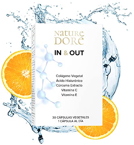 Colágeno Vegano 200mg Acido Hialuronico puro 100 mg Cúrcuma 80mg Vitaminas C-E Integrador para la piel alta dosis 452 MG Huesos Y Articulaciones -Vitaminas Cápsulas para la piel Hecho En España