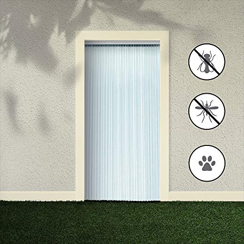 Cortinas Exterior Puerta | Material Plastico PVC y Barra Aluminio | Ideal para Terraza y Porche | Antimoscas | Transparente | 210 * 90