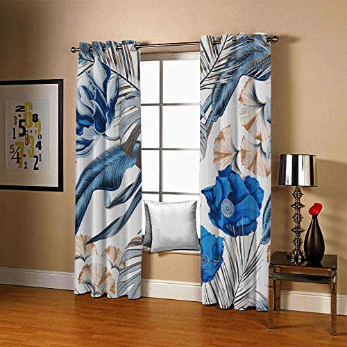 Cortinas Salón 140x160cm（AxL） Iris Azul Flor Impresas En 3D para Cortinas Y Tienen Buenas Propiedades De Sombreado Adecuadas para Cortinas De Balcón En La Sala De Estar Y El Dormitorio