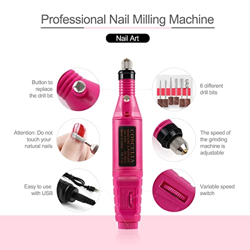 COSCELIA 5ML Kit Uñas de Gel 15PCS 36W Lampara U-V/LED Uñas con 3 Temporizadores (60s, 90s, 120s) Esmalte Semipermanente Torno Eléctrico para Uñas Base Top Gel de Manicura Kit