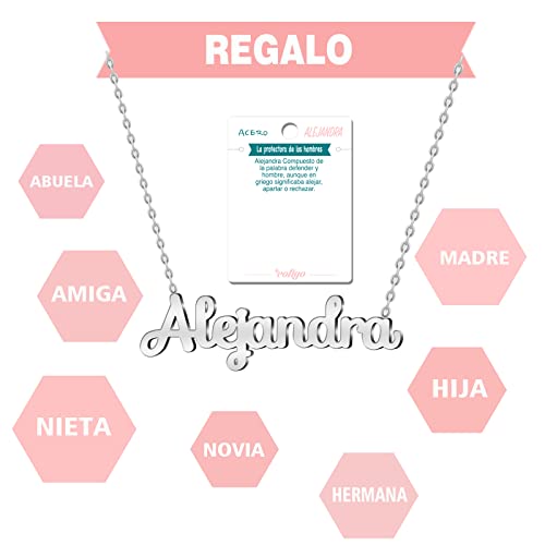 Cotigo Collar Nombre Victoria Acero Incluye Tarjeta Significado Hermoso Colgante Plateado o Dorado Regalos Personalizados Mujer Cumpleaño Navidad Día de madre San valentín (Victoria-Plateado)