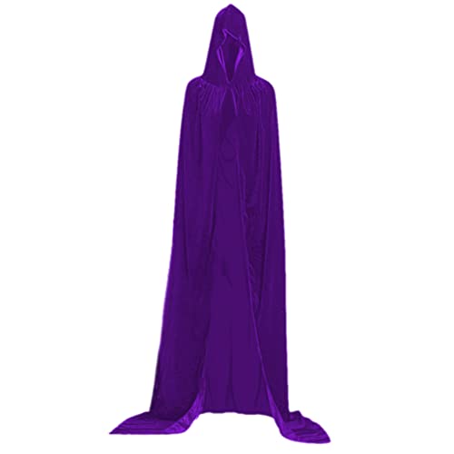 cotigo Larga Capa de Vampiro Diablo de Terciopelo con Capucha para Disfraz de Fiesta Halloween y Carnaval,Talla Unica,para Adulto Mujeres Hombres (Morada)