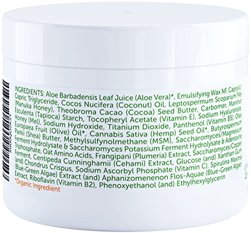 Crema Orgánica Hidratante Esencial(59 ml) Cara & Cuerpo, Miele de Manuka, Aloe Vera, Anti-Edad, Loción Reparadora Piel Seca, Eczema, Psoriasis, Erupciones, Rosácea, Arrugas, 100% Garantía de Reembolso