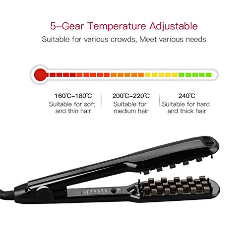 Crimper Waver Curling Hair Plancha Placas de a todo tipo de cabello Rejilla 3D Crimpadora de cabello Voluminizador Cerámica Cabello profesional Fluffy Férula ondulada Permanente 5 temperaturas