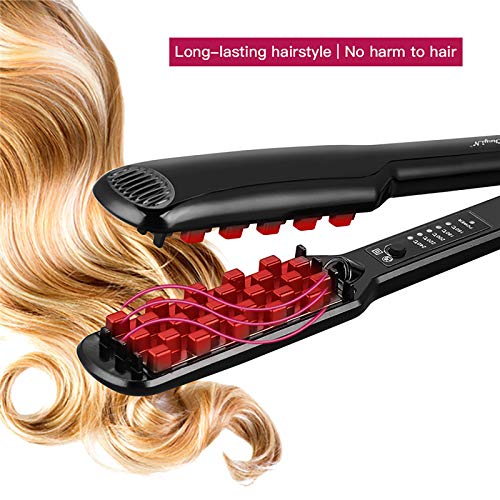 Crimper Waver Curling Hair Plancha Placas de a todo tipo de cabello Rejilla 3D Crimpadora de cabello Voluminizador Cerámica Cabello profesional Fluffy Férula ondulada Permanente 5 temperaturas