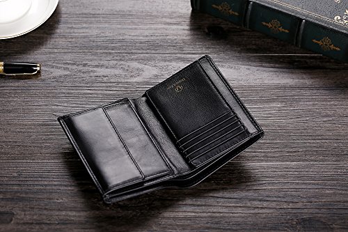 Cronus y Rhea® | Cartera de Lujo con Monedero de Cuero Exclusivo (Charon) | Wallet - Money Clip | Cuero Real | con Elegante Caja de Regalo | Hombres (Negro)