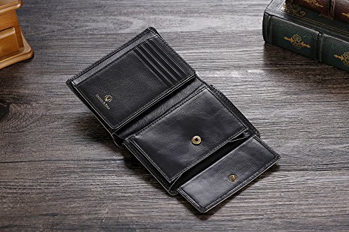 Cronus y Rhea® | Cartera de Lujo con Monedero de Cuero Exclusivo (Charon) | Wallet - Money Clip | Cuero Real | con Elegante Caja de Regalo | Hombres (Negro)