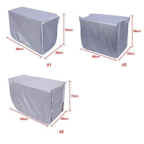 Cubierta de aire acondicionado, cubierta de dispositivo de CA universal de poliéster plateado para protección solar estándar anti-polvo anti-nieve impermeable 3 tamaños a elegir para(1.5p: 80*28*54cm)