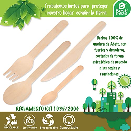 Cuchillos Desechables de Madera,Juego de 100,Cubiertos Biodegradables,Reciclables,16 cm