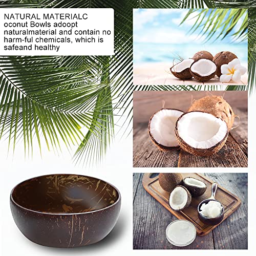 Cuenco de Madera de Coco Natural, Tazón Hecho A Mano Respetuoso Del Medio Bol de Coco Coconut Bowl Cuenco Orgánico Vegano Utensilios De Cocina Orgánica para Desayuno Helado Cereales Fruta Yogurt