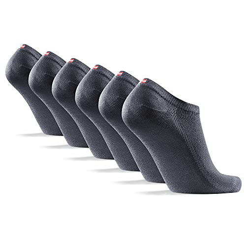 DANISH ENDURANCE Calcetines Cortos de Bambú para Hombre y Mujer Pack de 6 (Gris, EU 39-42)