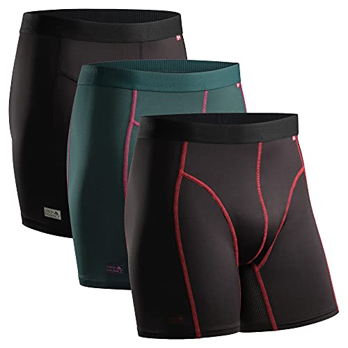 DANISH ENDURANCE Calzoncillos Bóxer de Deporte Pack de 3 (Multicolor: 1 x Negro, 1 x Verde/púrpura, 1 x Negro/Rojo, X-Large)