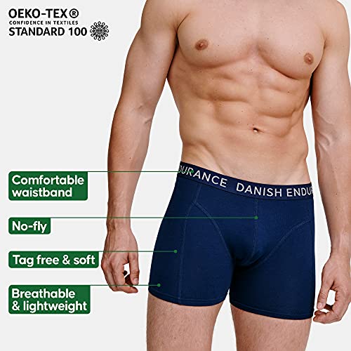 DANISH ENDURANCE Calzoncillos Bóxers de Algodón para Hombre, Ropa Interior, Elásticos, Ultrasuaves, Pack de 6 (Azul Marino, XXL)