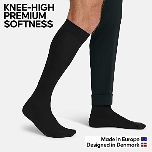 DANISH ENDURANCE Knee-High Bamboo Dress Socks, 3 Pack (Black, 43-47)