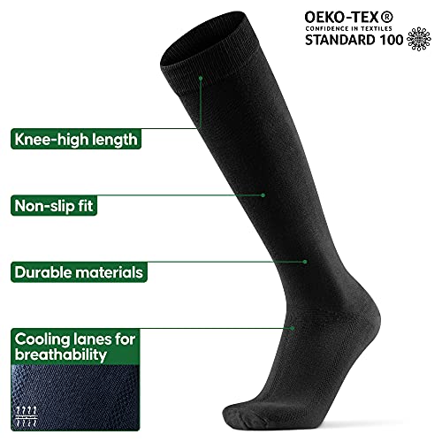 DANISH ENDURANCE Knee-High Bamboo Dress Socks, 3 Pack (Black, 43-47)