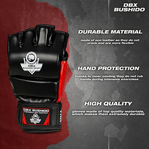 DBX Bushido MMA Guantes de boxeo para hombre, guantes de boxeo, artes marciales mixtas, protección de muñeca