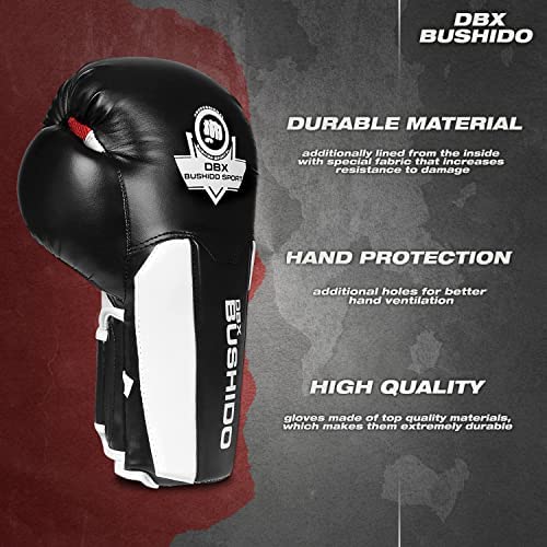 DBX BUSHIDO SPORT ActiveClima - Guantes de boxeo para hombre (14 oz), color blanco y negro