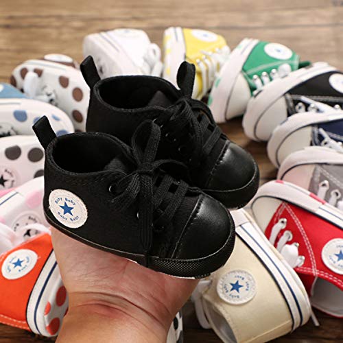 DEBAIJIA Bebé Primeros Pasos Zapatos de Lona 6-12M Niños Alpargata Suave Antideslizante Ligero Slip-on 18 EU Negro Oscuro (Tamaño Etiqueta-2)