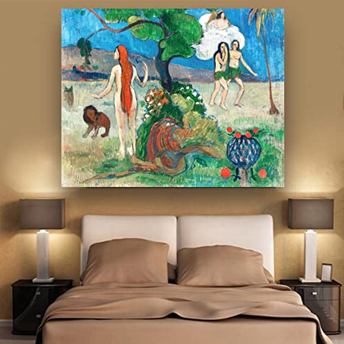 Decoración del hogar Lienzo de pared Reproducciones de arte famoso Pintura al óleo Impresionismo Impresiones Imágenes Paul Gauguin-Paradise Lost enmarcado