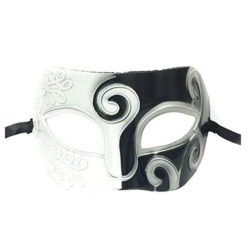 Demarkt Máscara de jazz, mascarada, mascarilla masculina, sexy, veneciana, para carnaval, Halloween, fiesta de Navidad, tamaño 9 x 16 cm (blanco + negro)