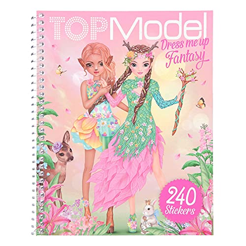 Depesche TopModel 11664 Dress me up Fantasy - Libro de pegatinas con 24 motivos mágicos para colorear y pegar, incluye 240 pegatinas, aprox. 20 x 16 x 1 cm