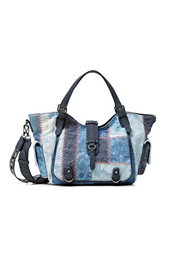 Desigual Denim Shoulder Bag, Bolsa para Hombros para Mujer, Azul, U