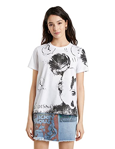 Desigual TS_Mickey Camiseta, Blanco, XL para Mujer