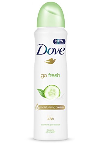 Desodorante Antitranspirante Aerosol para Piel Sensible Dove Go Fresh Té Verde y Pepino, 0% Alcohol, 250 ml