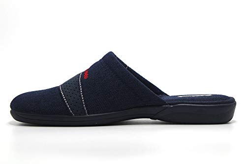 DeValverde - Zapatillas de IR por casa, Chinela con talón Abierto y Dedos Cubiertos, Pantufla con Suela de Goma, para: Hombre Color: Marino Talla:43