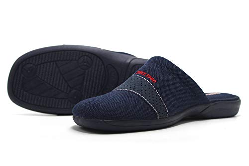 DeValverde - Zapatillas de IR por casa, Chinela con talón Abierto y Dedos Cubiertos, Pantufla con Suela de Goma, para: Hombre Color: Marino Talla:43