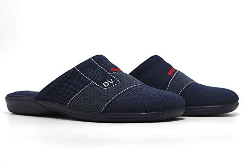 DeValverde - Zapatillas de IR por casa, Chinela con talón Abierto y Dedos Cubiertos, Pantufla con Suela de Goma, para: Hombre Color: Marino Talla:43