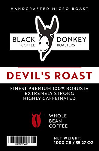 DEVIL'S ROAST 🔱 1KG Café Natural En Grano Extremadamente Fuerte 🔱 Espresso Altamente Cafeinado 🔱 Black Donkey Coffee Roasters